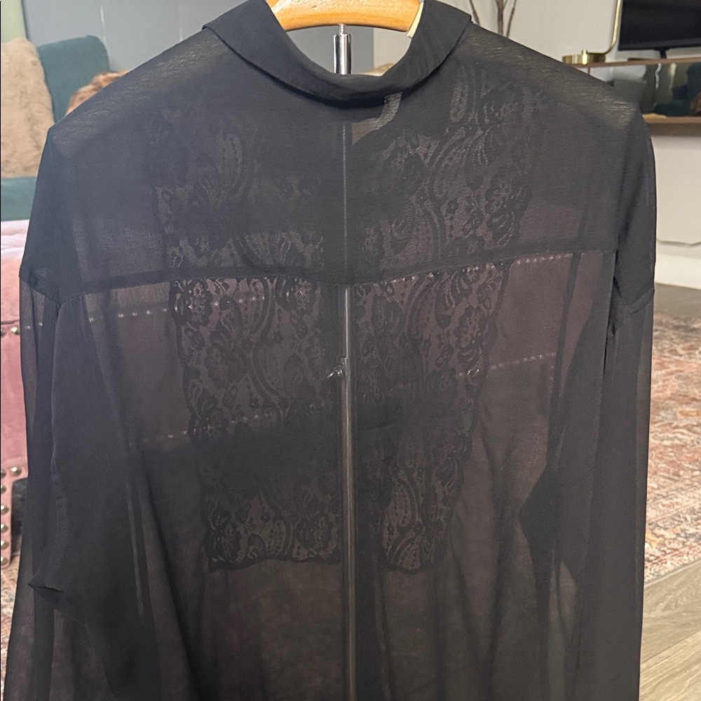 ASOS Design Black sheer, gothic style large shirt - Picture 6 of 9